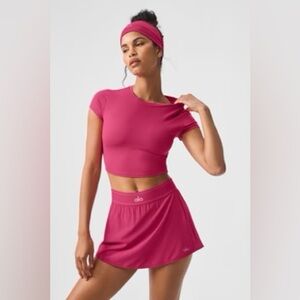 Alosoft Crop Finesse Short Sleeve in Pink Summer Crush sz Small